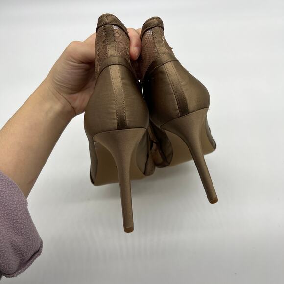 G.I.L.I. Peep Toe Heel Size 9 M Elastic Front Booties Kaarina Nude - Picture 10 of 12